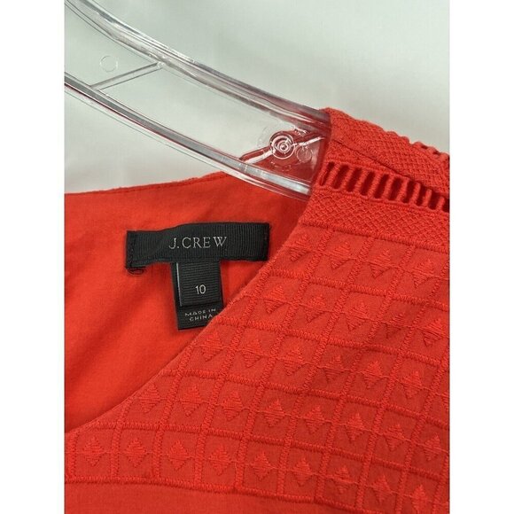 J Crew Orange Eyelet Shift Dress G1269 Flutter Sleeve Sz 10 - Picture 4 of 6